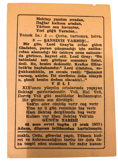 1970 SENESİNİN 5 OCAK PAZARTESİ GÜNÜNE AİT SAATLİ MAARİF TAKVİMİ YAPRAGI