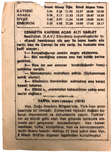 1978 SENESİNİN 2 NİSAN PAZAR GÜNÜNE AİT SÖNMEZ TAKVİMİ YAPRAGI