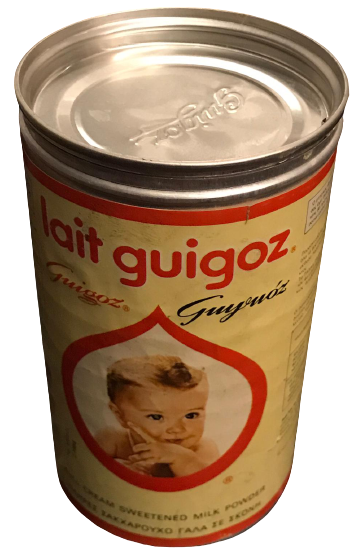 BEBEK MAMASI LAİT GUİGOZ 1980 Lİ YILLARIN ALUMİNYÜM KAPAKLI KUTU HOLLAND İMALATI BOŞ KAB