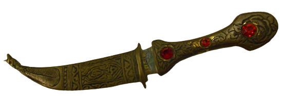 PİRİNC DÖKÜM ÜZERİ KOPLE İŞ VE YAZILI  KINLI TAŞLI KAMA 1960 LI YILLARDA TÜRİSTLİK AMACLI ÜRETİLMİŞDİR 