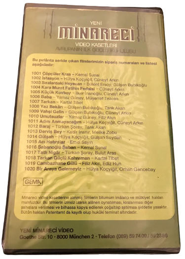 VHS VİDEO FİLM KASEDİ YAZ BEKARI TARIK AKAN GÜLŞEN BUBİKOGLU  MİNARECİ VİDEO KASETLERİ 