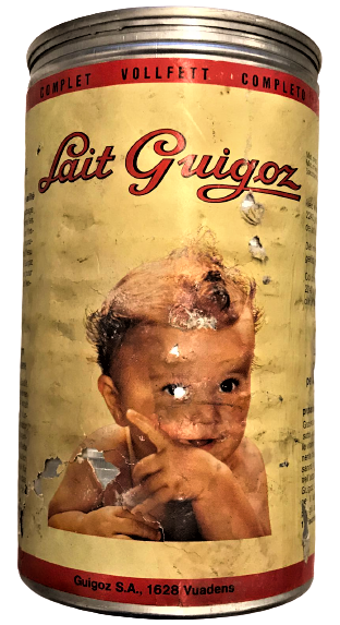 BEBEK MAMASI LAİT GUİGOZ 1980 Lİ YILLARIN ALUMİNYÜM KAPAKLI KUTU SWİTZERLAND  İMALATI BOŞ KAB ORJİNAL ÖLCU KAŞIKLI