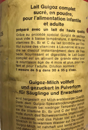 BEBEK MAMASI LAİT GUİGOZ 1980 Lİ YILLARIN ALUMİNYÜM KAPAKLI KUTU SWİTZERLAND  İMALATI BOŞ KAB ORJİNAL ÖLCU KAŞIKLI