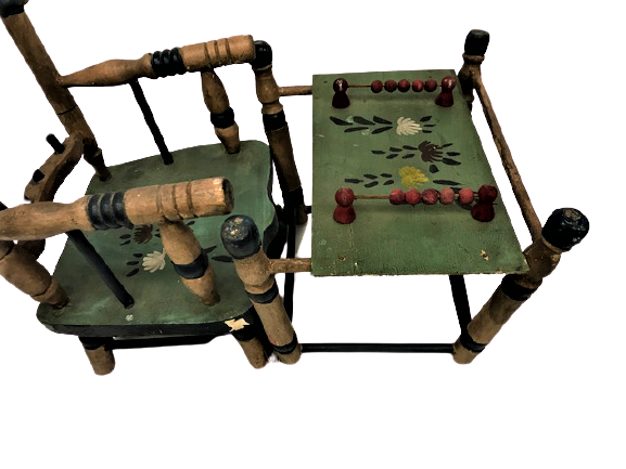 1950 OYUNCAK AHŞAP BEBEK MAMA OYUN SANDALYE COK AMACLI EL YAPIM EL BOYAMA 