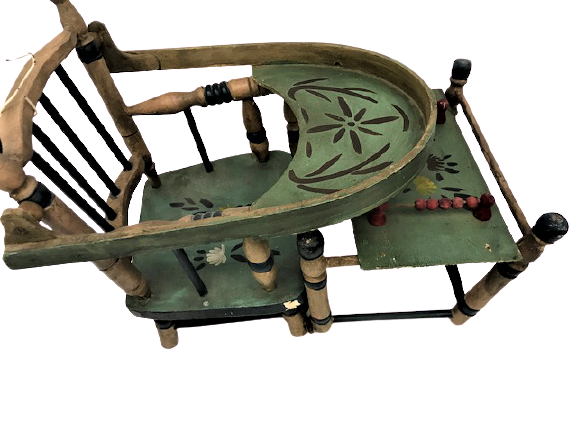 1950 OYUNCAK AHŞAP BEBEK MAMA OYUN SANDALYE COK AMACLI EL YAPIM EL BOYAMA 