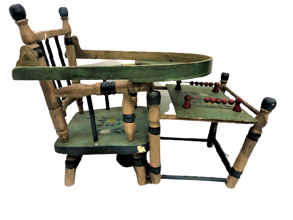 1950 OYUNCAK AHŞAP BEBEK MAMA OYUN SANDALYE COK AMACLI EL YAPIM EL BOYAMA 