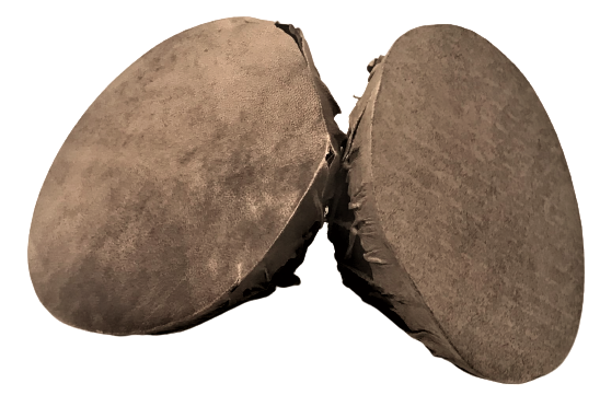 OSMANLI NAKKARE BAKIR KASNAKLI  DERİ GERGİLİ CİFT ZİKİR TEKKE VE MEVLEVİ MEŞKLERDE AYİNLERDE KULLANILAN  DERİ KÜDÜM