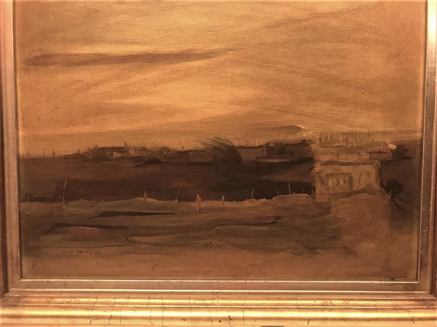 VELİ SAPAZ 85 İMZALI TUAL ÜZERİNE YAGLI BOYA TABLO KENDİ ORJİNAL VARAK CERCEVESİNDE