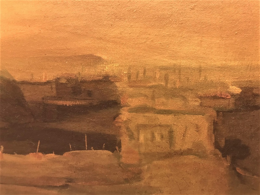 VELİ SAPAZ 85 İMZALI TUAL ÜZERİNE YAGLI BOYA TABLO KENDİ ORJİNAL VARAK CERCEVESİNDE