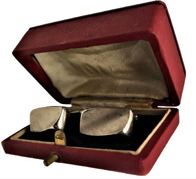 835 DAMGALI RUS GÜMÜŞ 1950 Lİ YILLAR ORJINAL AHŞAP DERİ KAPLI KUTUSUNDA CİFT MANŞET KOL DUGMESİ