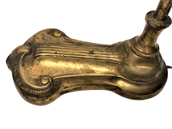 50 MODEL PİRİNC DÖKÜM AYAK KAİDE  MARUL CİFT RENKLİ BUZLU CAMDAN FRANSIZ MASA CALIŞMA LAMBASI