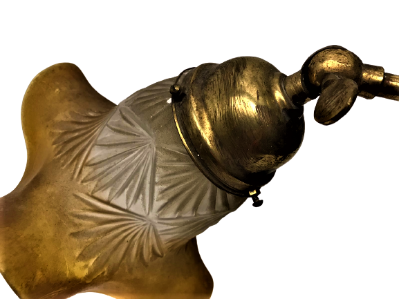 50 MODEL PİRİNC DÖKÜM AYAK KAİDE  MARUL CİFT RENKLİ BUZLU CAMDAN FRANSIZ MASA CALIŞMA LAMBASI