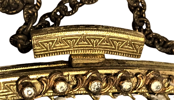 1930 YILLARIN ÖZEL TASARLANMIŞ PİRİNC NETAL KISMI VE BEZ TARAFI ZİLKON (istanbul taşı) TAŞLI BAYAN GECE CANTASI