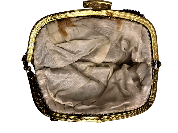 1930 YILLARIN ÖZEL TASARLANMIŞ PİRİNC NETAL KISMI VE BEZ TARAFI ZİLKON (istanbul taşı) TAŞLI BAYAN GECE CANTASI