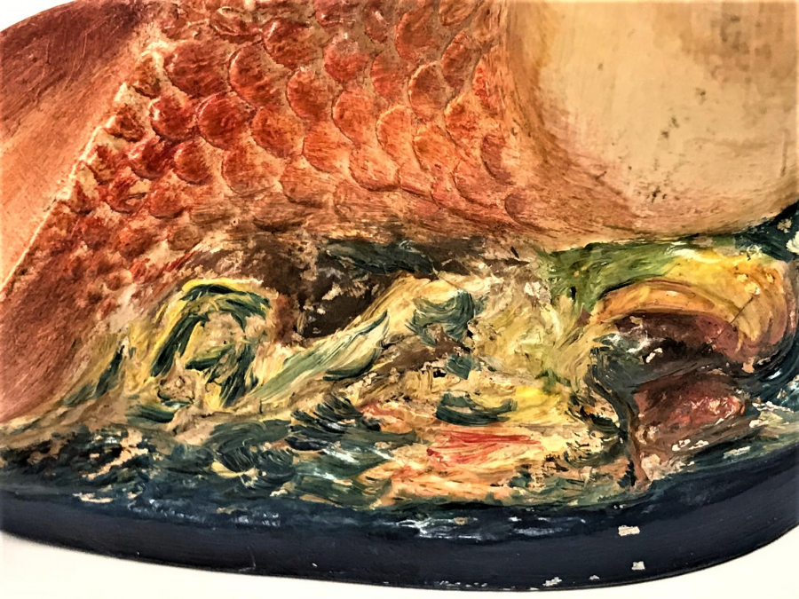 SANATCI İŞİ TERAKOTA EL YAPIM EL BOYAMA DENİZLERİN  EFSANESİ BALIK KIZI EFTALYA FİGÜRÜ 1960