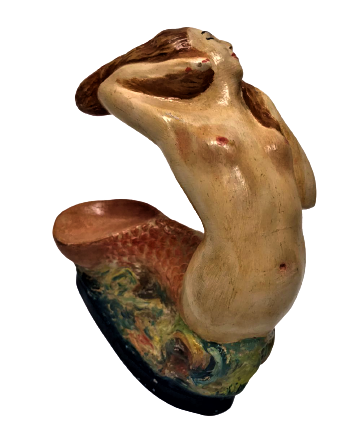 SANATCI İŞİ TERAKOTA EL YAPIM EL BOYAMA DENİZLERİN  EFSANESİ BALIK KIZI EFTALYA FİGÜRÜ 1960