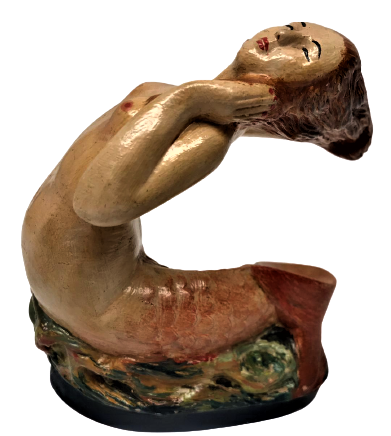 SANATCI İŞİ TERAKOTA EL YAPIM EL BOYAMA DENİZLERİN  EFSANESİ BALIK KIZI EFTALYA FİGÜRÜ 1960