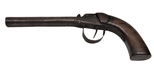 OSMANLI  EL YAPIM  AHŞAP KABZA SICAK DÖGME CELİK CAKMAKLI TABANCA HOROZU EKSİK KOLEKSİYONLUK