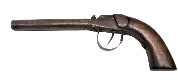 OSMANLI  EL YAPIM  AHŞAP KABZA SICAK DÖGME CELİK CAKMAKLI TABANCA HOROZU EKSİK KOLEKSİYONLUK