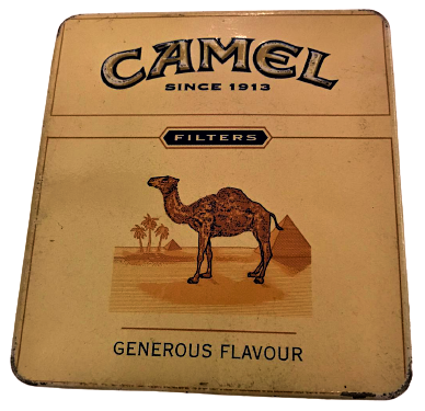 TENEKE TABAKA CAMEL FİLTERS GENEROUS FLAVOUR REKLAMLI TENEKE KAPAKLI SIGARA KUTUSU 