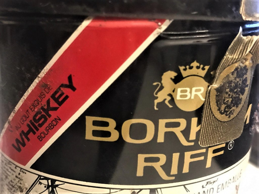 BORKUM RIFF TIN VINTAGE PIPE TOBACCO WHISKEY BANDROL ETİKETLİ BOŞ TENEKE PİPO TUTUNU TENEKE KUTU