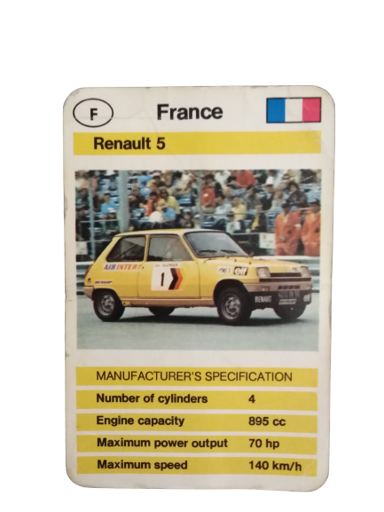 FX SCHMİD DUBREQ LİMİTED  MANUFACTURER'S SPECIFICATION KARTON OYUN KARTI FRANCE RENAULT 5  