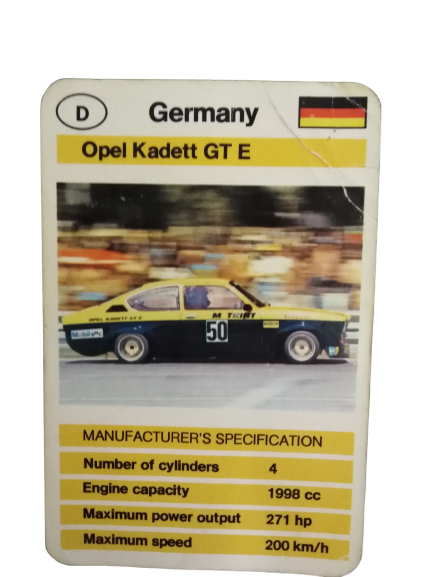 FX SCHMİD DUBREQ LİMİTED  MANUFACTURER'S SPECIFICATION KARTON OYUN KARTI  GERMANY OPEL KADETT GT E