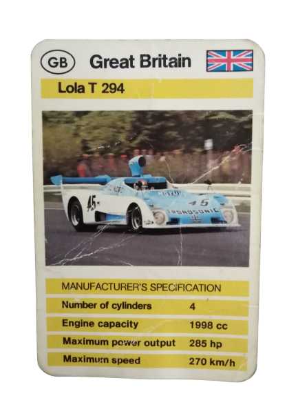 FX SCHMİD DUBREQ LİMİTED  MANUFACTURER'S SPECIFICATION KARTON OYUN KARTI  GREAT BRİTAİN LOLA T 294  