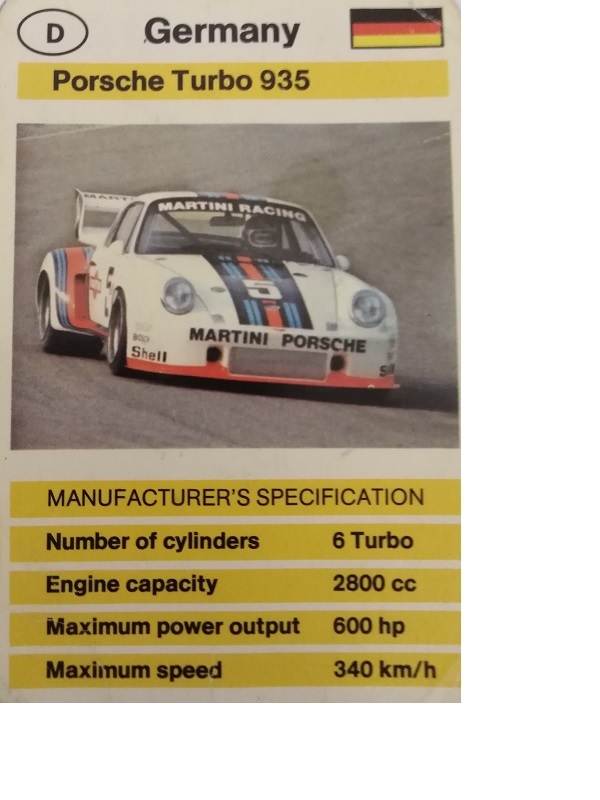 FX SCHMİD DUBREQ LİMİTED  MANUFACTURER'S SPECIFICATION OYUN KARTI  GERMANY  PORSHE 908/TURBO 