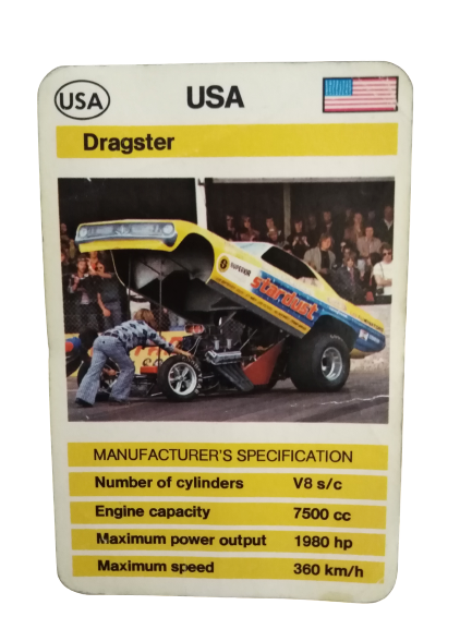 FX SCHMİD DUBREQ LİMİTED  MANUFACTURER'S SPECIFICATION OYUN KARTI USA DRAGSTER