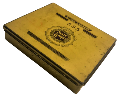 STATE EXPRESS 555 CIGARETTE TIN, 'SPECIALLY PACKED FOR AIR INDIA', VERY GOOD TENEKE BOŞ KUTU 