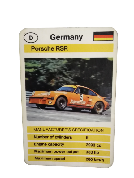 FX SCHMİD DUBREQ LİMİTED  MANUFACTURER'S SPECIFICATION KARTON OYUN KARTI  GERMANY PORSCHE RSR 