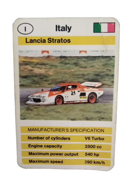 FX SCHMİD DUBREQ LİMİTED  MANUFACTURER'S SPECIFICATION KARTON OYUN KARTI ITALY LANCIA STRATOS