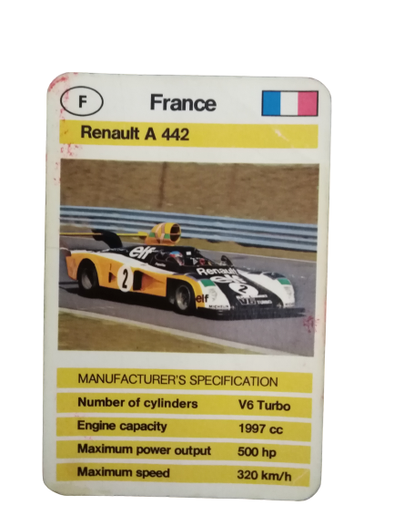 FX SCHMİD DUBREQ LİMİTED  MANUFACTURER'S SPECIFICATION KARTON OYUN KARTI FRANCE RENAULT A 442