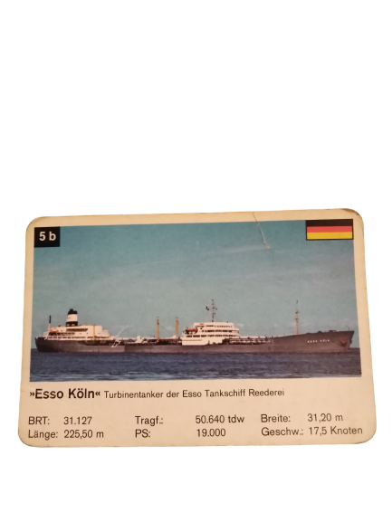 ESSO KÖLN TURBİNENTANKER ALMANYA DENİZCİ KOLEKSİYONER OYUN KARTI  