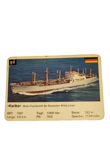 KARIBA MOTOR-FRACHFSCHIFF DEUTSCHEN AFRIKA LINIEN ALMANYA DENİZCİ KOLEKSİYONER OYUN KARTI 