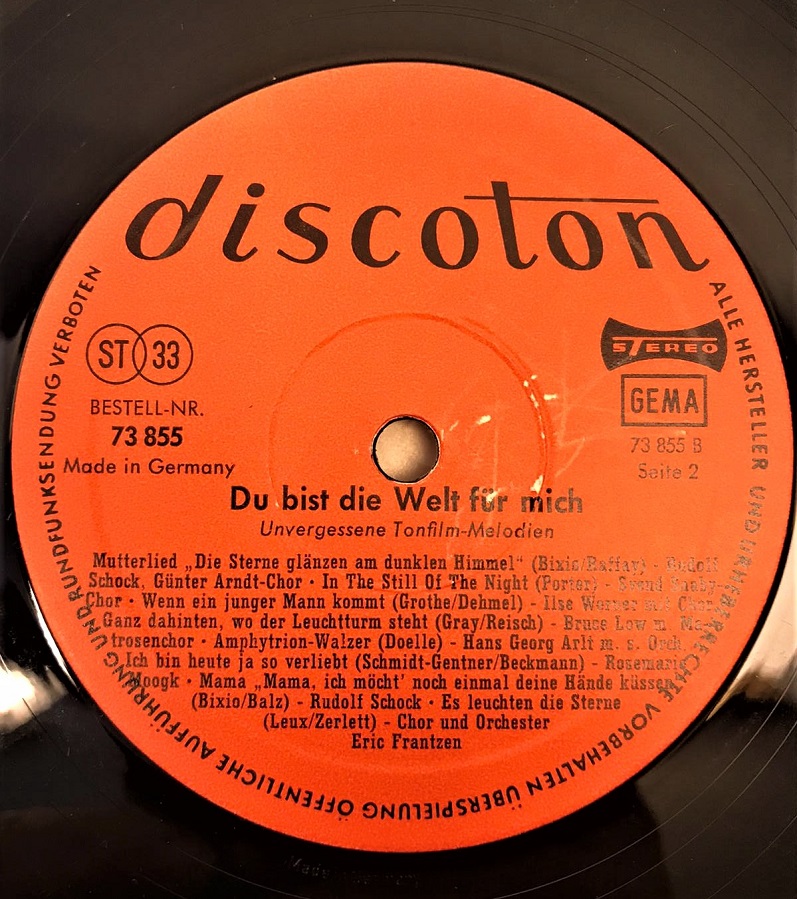 1965 DİSCOTİON  DU BİST DİE WELT FÜR MİCH LP UZUN CALAR 33 DEVİR PLAK ORJİNAL BASKI