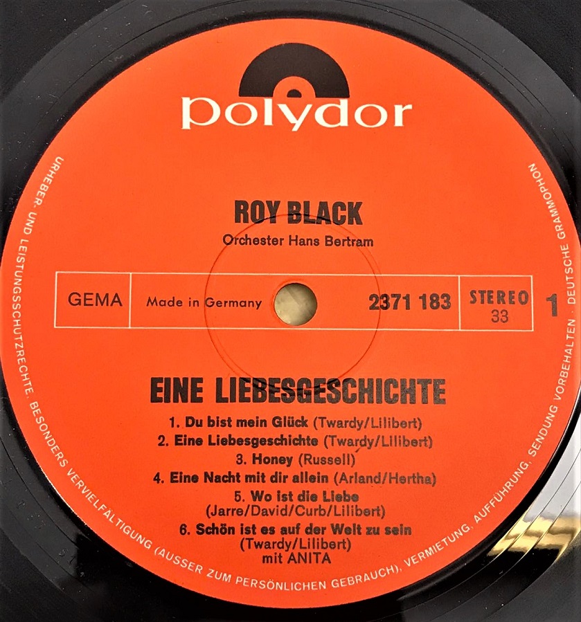ROY BLACK EINE LIEBESGESCHICHTE 1971 ALMAN LP UZUN CALAR 33 DEVİR PLAK ORJİNAL BASKI