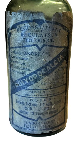 POLYOPOCALCIA ŞURUBU HAYATI NAZIM VE MUKAVVİ ŞURUP BAKALIT KAPAKLI YEŞİL CAM ŞİŞE 2 DİLDE ACIKLAMA ETİKETLİ İLAC ŞİŞESİ