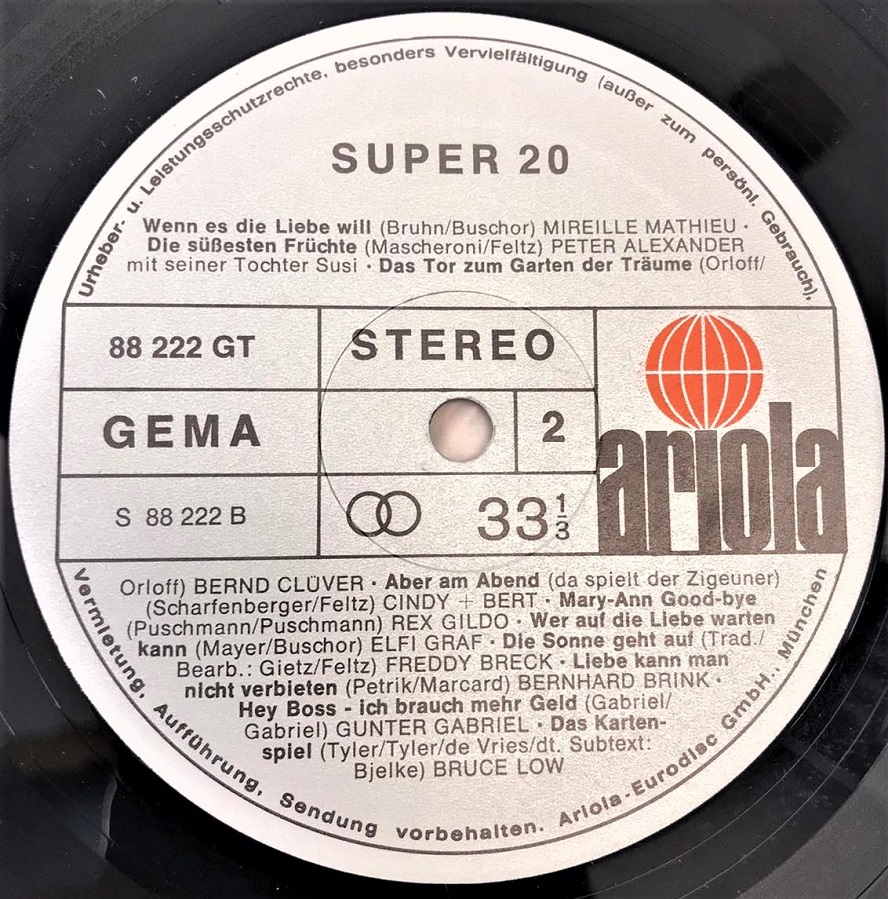 1981 DİSKO HİT PARCALAR GEMA SUPER 20 ARIOLA LP UZUN CALAR 33 DEVİR PLAK STEREO ORJİNAL BASKI