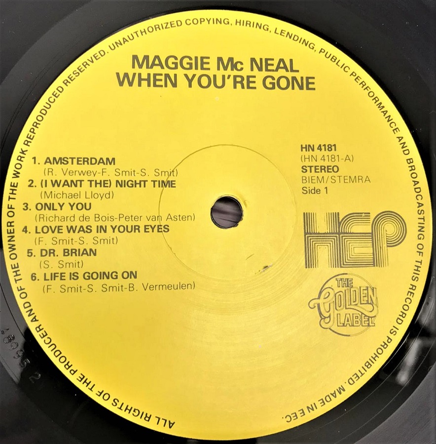  MAGGIE MC NEAL WHEN YOU'RE GONE LP UZUN CALAR 33 DEVİR PLAK STEREO ORJİNAL