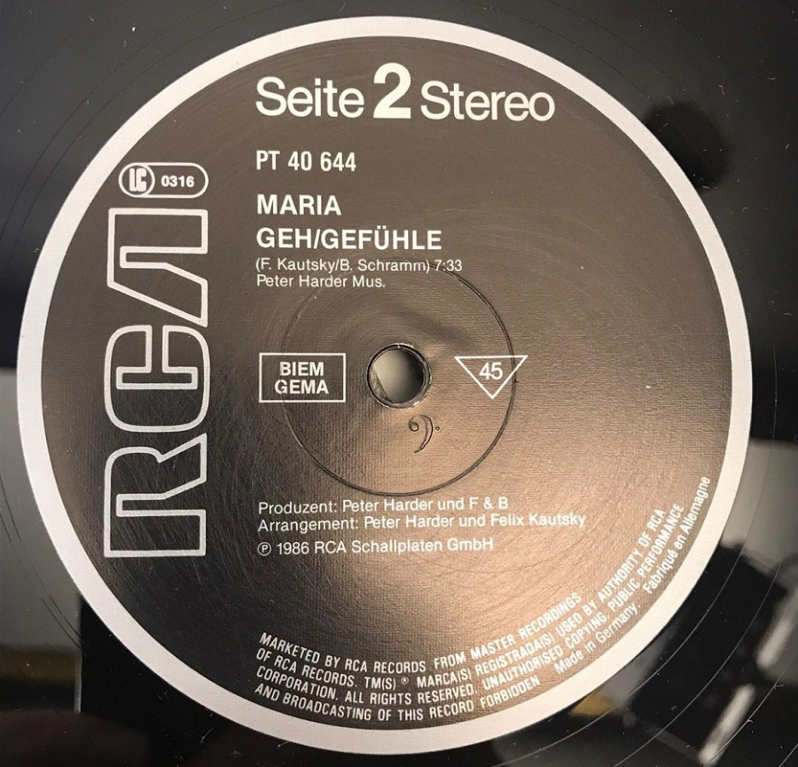  RCA  SEITE 2 STEREO  MARIA GEH GEFÜHLE MARIA ICH BLEIB WIE ICH BIN LP UZUN CALAR 33 DEVİR PLAK