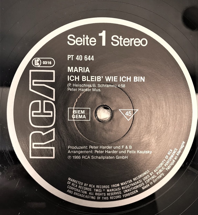  RCA  SEITE 2 STEREO  MARIA GEH GEFÜHLE MARIA ICH BLEIB WIE ICH BIN LP UZUN CALAR 33 DEVİR PLAK