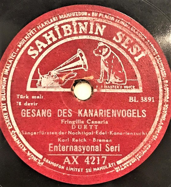 SAHİBİNİN SESİ ENTERNASYONAL SERİ KANARYA DUETLERİ SESİ GESANG  DES KANARIENVOGELS RUMCA TAŞ PLAK 78 DEVİR 