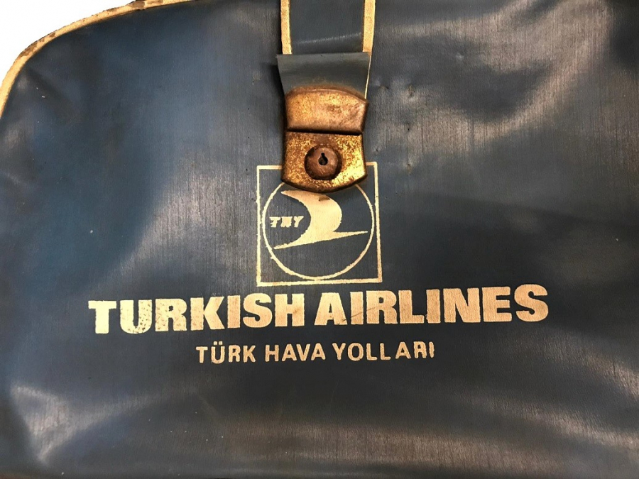 CANTA TURKISH AIRLINES TURK HAVA YOLLARI CANTA FERMUARLI KİLİTLİ  KULPLU SEYEHAT CANTASI 60 LI YILLAR