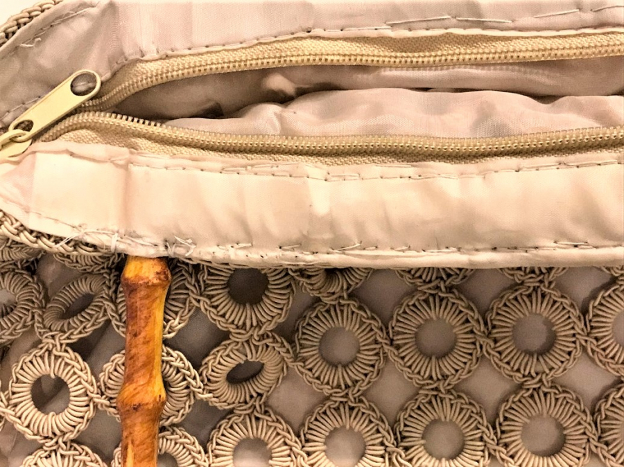 EL YAPIM İP ÖRME DEKORATİF CANTA FERMUARLI SAPLI BAYAN TAŞIMA  CANTASI 