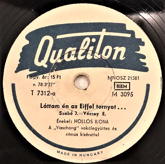 QALİTON MACAR BASKI  RUMCA SÖYLEYEN HOLLOS İLONA TAŞ PLAK 78  DEVİR TAŞ PLAK 