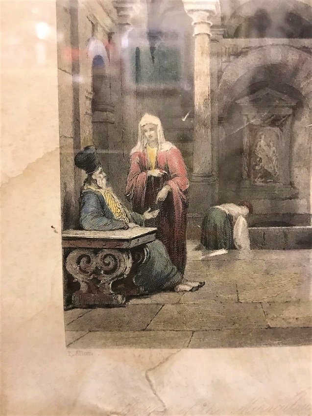 GRAVÜR TOMAS ALLOW ORJİNAL BASKI HAN İÇİ CARŞI SONRADAN RENKLENDİRME 