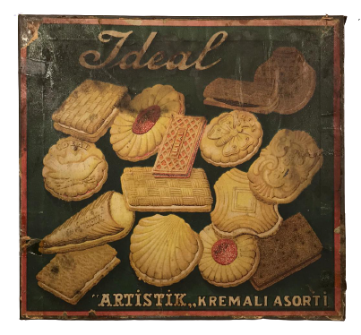 İDEAL ARTİSTİK  KREMALI ASORTİ BİSKÜVİ .TLERİ TENEKE KAPAKLI KG KUTU