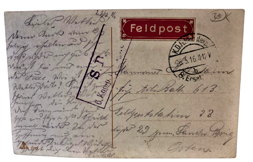 BİRİNCİ DUNYA SAVAŞI DÖRTLÜ İTTİFAK KARTPOSTAL ARKASI YAZILI POSTADAN GECMİŞ VİNYETLİ